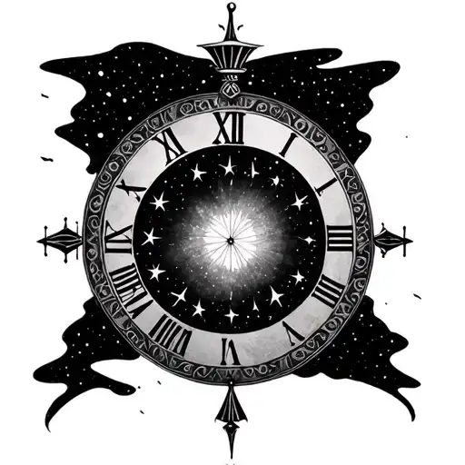 Black and white tattoo design, 11:11 enclosed in round celestial dial, shiny, for my forearm/wrist, 2 inches max tattoo design idea