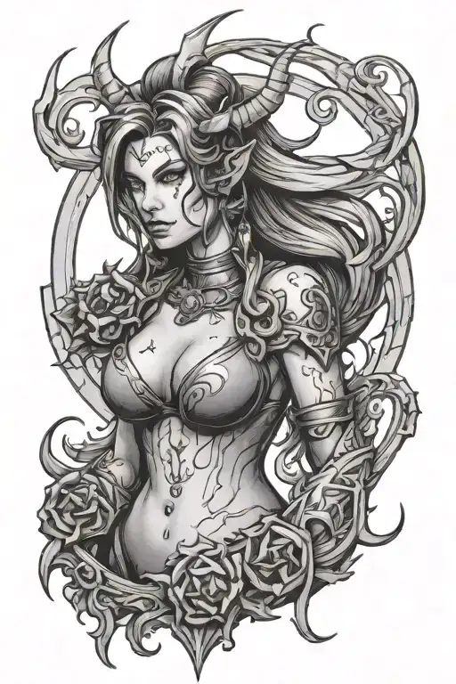 Lilith diablo video game facing right tattoo design idea