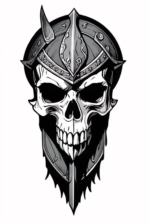 Viking with skull tattoo design idea