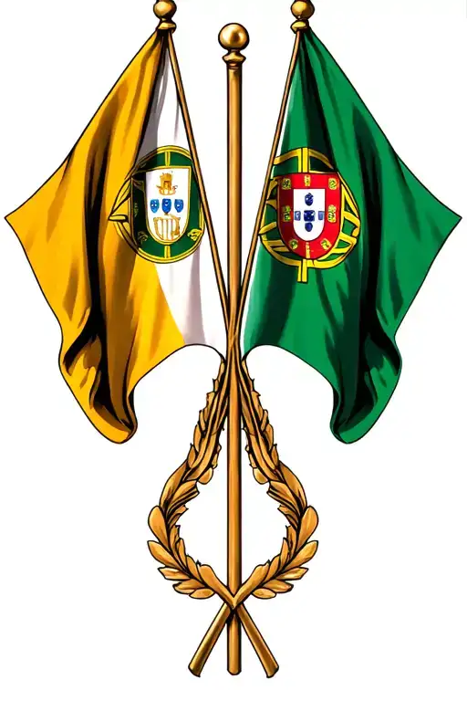 Irish and Portuguese flags crossed together symbolizing tattoo design idea