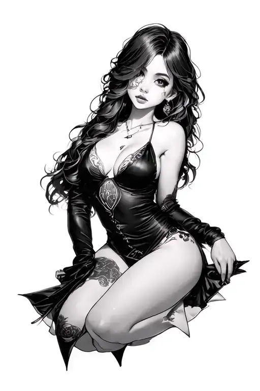 a sexy anime girl tattoo design idea