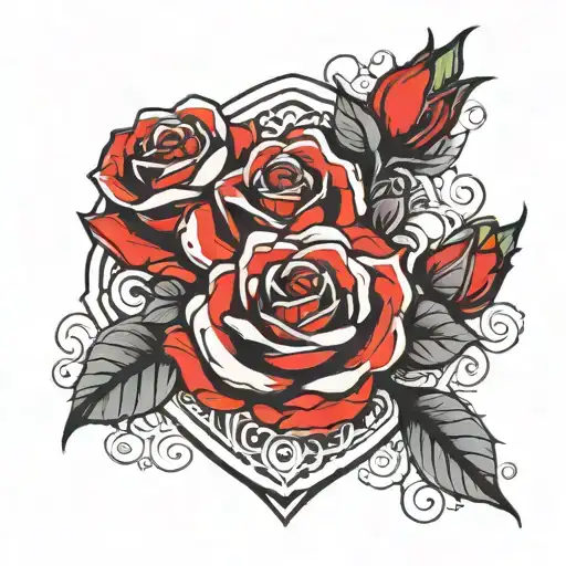 nurse and roses tattoo design idea