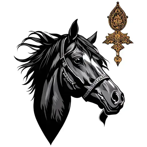 444 and horse shoe tattoo tattoo design idea