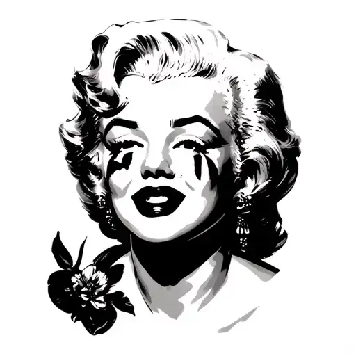 Marilyn Monroe portrait smile now cry later mask tattoo design idea