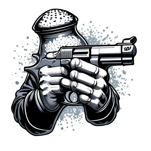 salt shaker holding a gun tattoo design idea