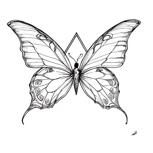 Butterflies with two triangles tattoo design idea