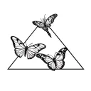 Butterflies with two triangles tattoo design idea