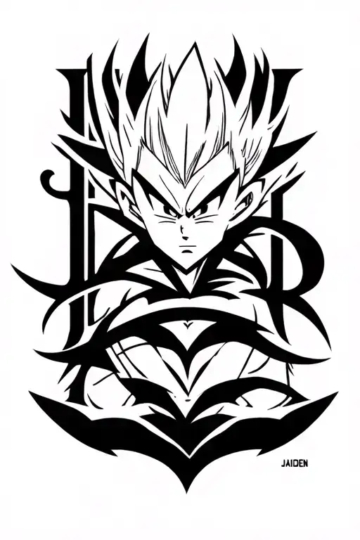 "jaiden" Vegeta ultra ego tattoo design idea