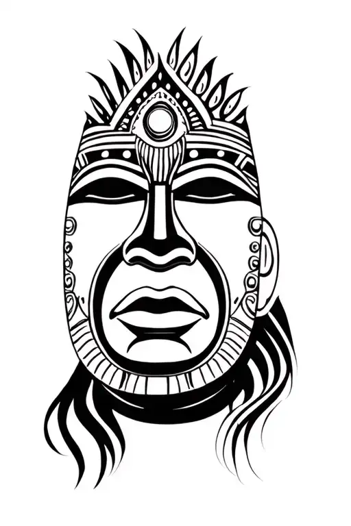 An African tribal mask tattoo design idea