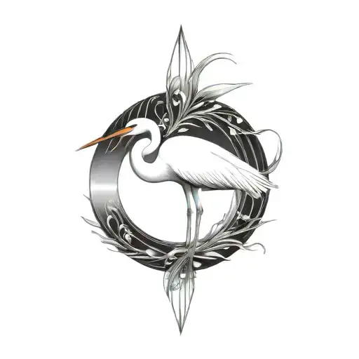 Coverup egret tattoo design idea