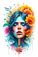 music and depression alone tattoo design idea