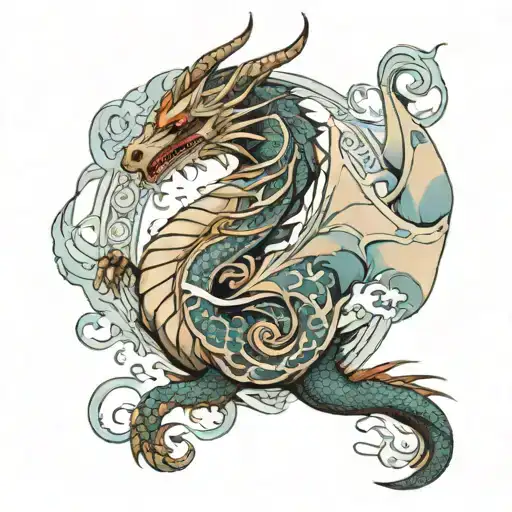 dragon wrapped in fan in another tattoo design idea