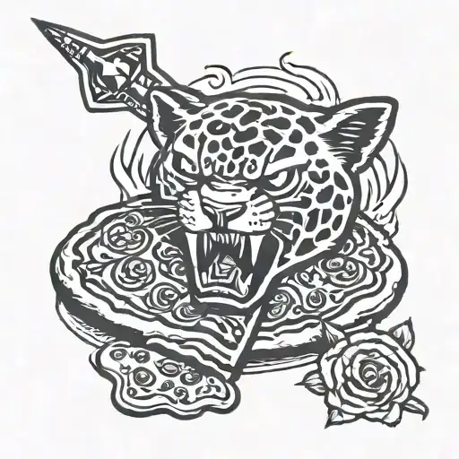 pantera eat pizza tattoo design idea