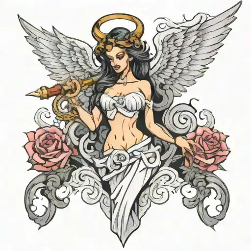 evil arce angel tattoo design idea