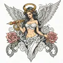 evil arce angel tattoo design idea