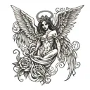 evil arce angel tattoo design idea