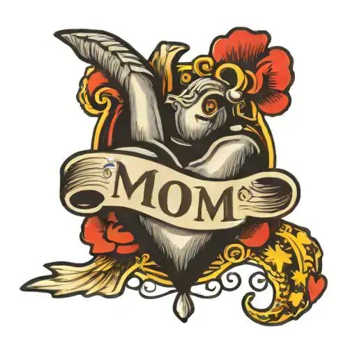 mom heart with allen written in it tattoo design idea