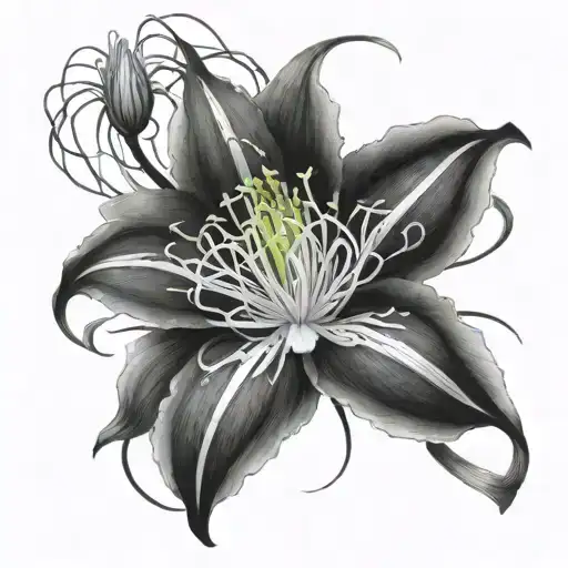 japanese spider lilies with Jordi intertwined within the stems tattoo design idea