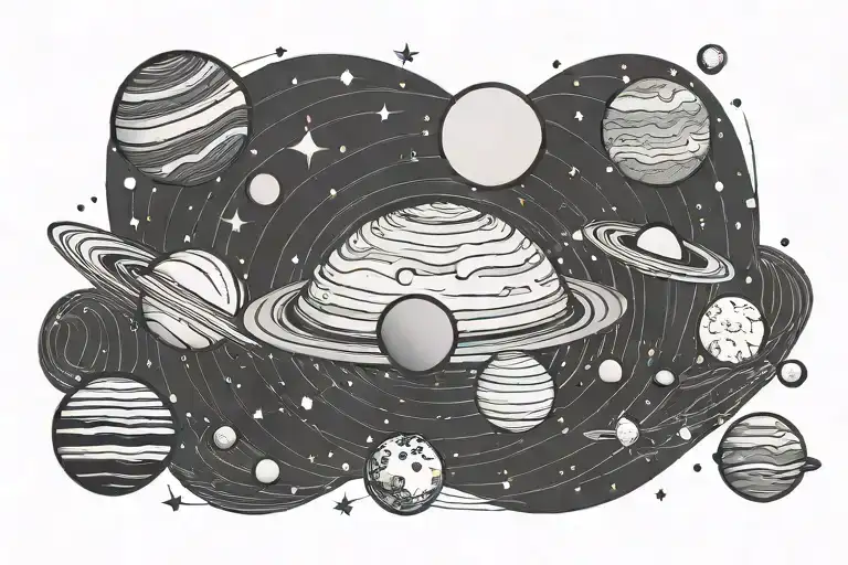 Solar system minimalist tattoo tattoo design idea