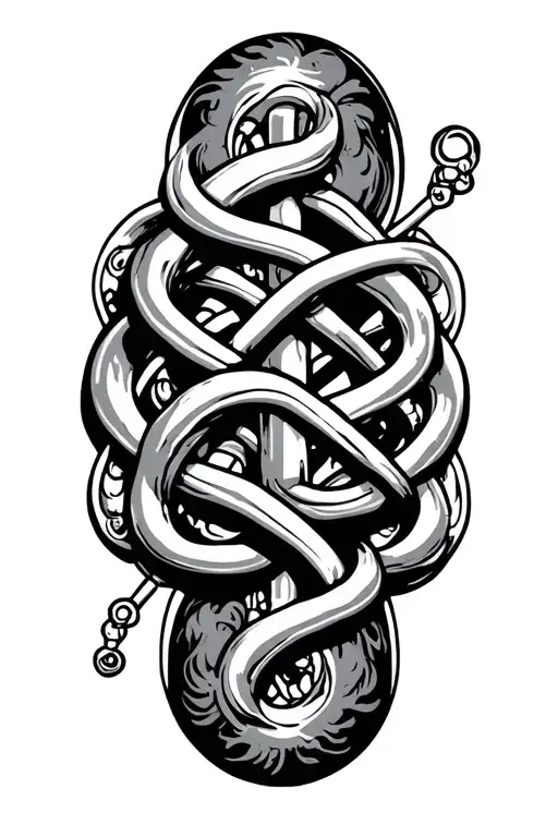 dmt molecule intertwined tattoo design idea
