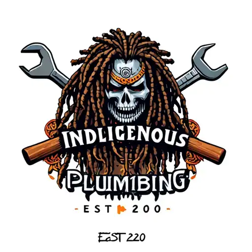 "Indigenous Plumbing EST 2020" dreadlocks native warrior and tool wrench  tattoo design idea