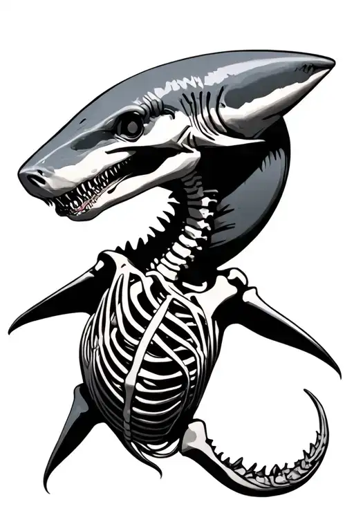 hammerhead shark skeleton tattoo design idea