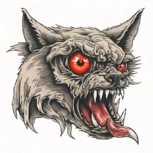 wolf claw marks piercing red eyes tattoo design idea