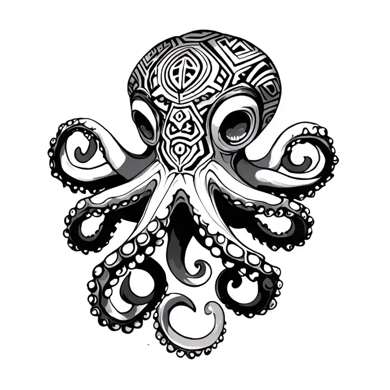 Octopus aztec tattoo design idea