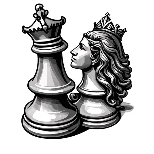 Chess king and queen tattoo design idea