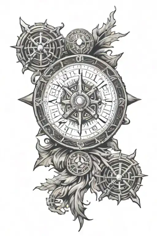 vegvisir viking compass and helm of awe tattoo design idea