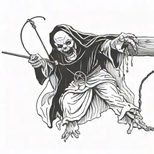 demon controls nun puppet master with strings tattoo design idea