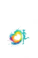 Graphic design of a female runner with a trail of footprints forming the shape of a heart tattoo design idea