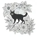 A fusion of Métis floral patterns and Algonquin Park wildlife, in blackwork style tattoo design idea