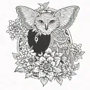 A fusion of Métis floral patterns and Algonquin Park wildlife, in blackwork style tattoo design idea