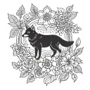 A fusion of Métis floral patterns and Algonquin Park wildlife, in blackwork style tattoo design idea