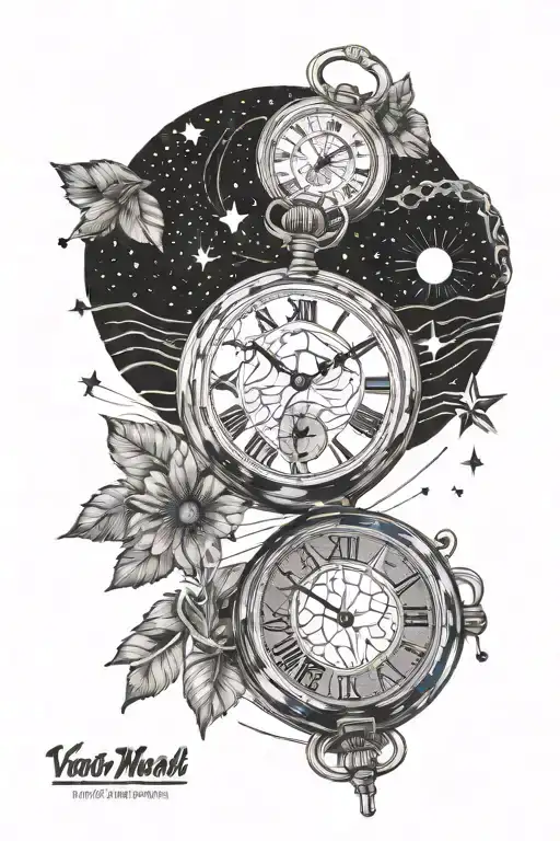 pocket watch with van gogh starry night starry night tattoo design idea