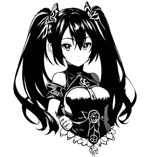 design me a blackwork style tattoo os the character Hatsune miku tattoo design idea