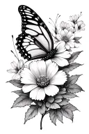 April And January Birth Flower and butterfly  tattoo design idea