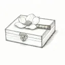 a dotwork tattoo featuring an antique cigar box with a dogwood flower and lit cigar tattoo design idea