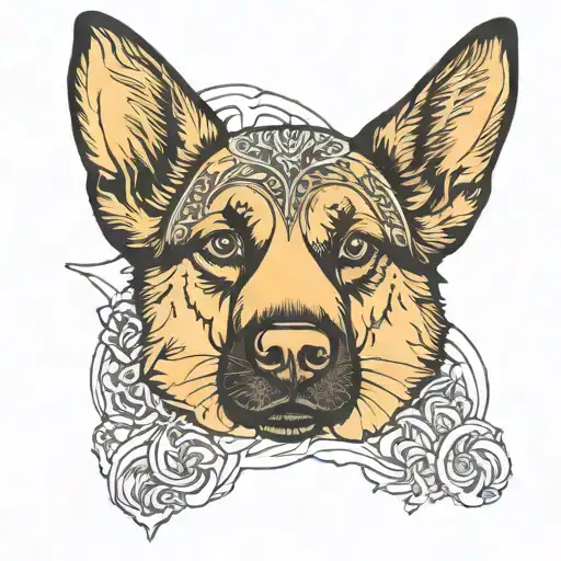 German shepherd dog outline tattoo design idea