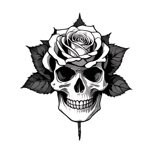 rose with a skull inside it,gothic  tattoo design idea