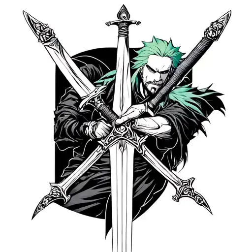 Zoro Three Swords tattoo design idea