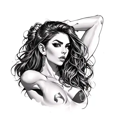 Hot and sexy and beautiful muscle girl  tattoo design idea