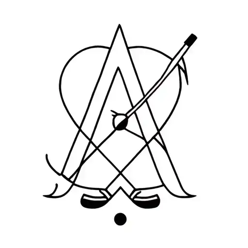 letter A, atom symbol, bow and arrow, cat, hockey  tattoo design idea