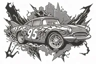 Lightning mcqueen Lightning bolt with 95 sign emerging tattoo design idea