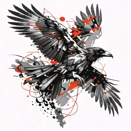 Raven flying tattoo design idea
