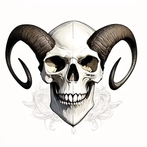 aries skull tattoo design idea