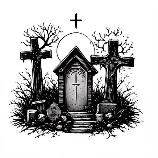 graveyard tattoo design idea