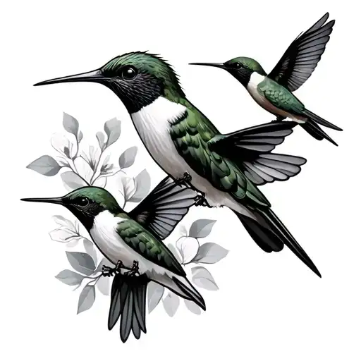 humming birds and the name wayne tattoo design idea