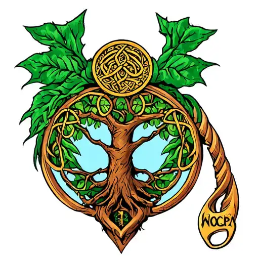 Watson clan crest with Celtic tree of life tattoo design idea